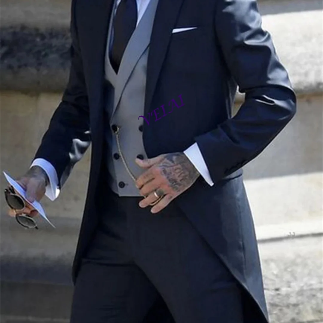 

CustomizedItalian Gentleman Style Wedding Man Long Tail Coat Groom Prom Tuxedos Formal Mens Suits terno masculino (Jacket +Pants