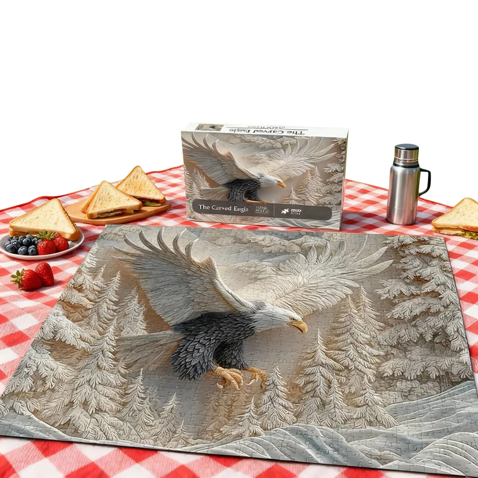 1000 Teile Das Geschnitzte Adler-Puzzle Herausforderndes Adler-Kunst-Puzzle-Spiel Adler-Wildtier-Kunst-Design-Puzzle-Spiel für Erwachsene