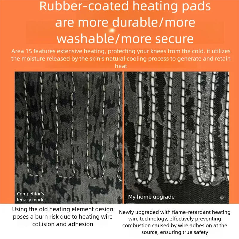 Pantalones de algodón con calefacción inteligente de 15 zonas, pantalones cálidos de invierno para exteriores, pantalones térmicos de piel de oveja para hombre, pantalones térmicos de lana a prueba de viento