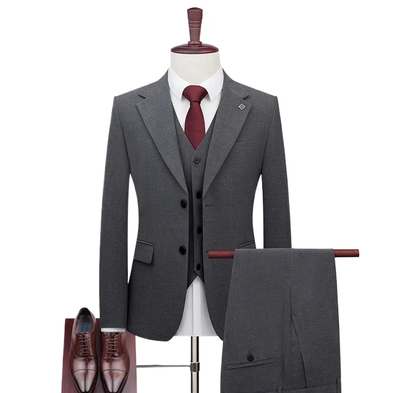 كبير الحجم الرجال الصيف رقيقة اثنين زر (بدلة + سترة + بنطلون) جديد الأعمال أزياء وسيم فستان كاجوال البدلة ثلاث قطع مجموعة #4