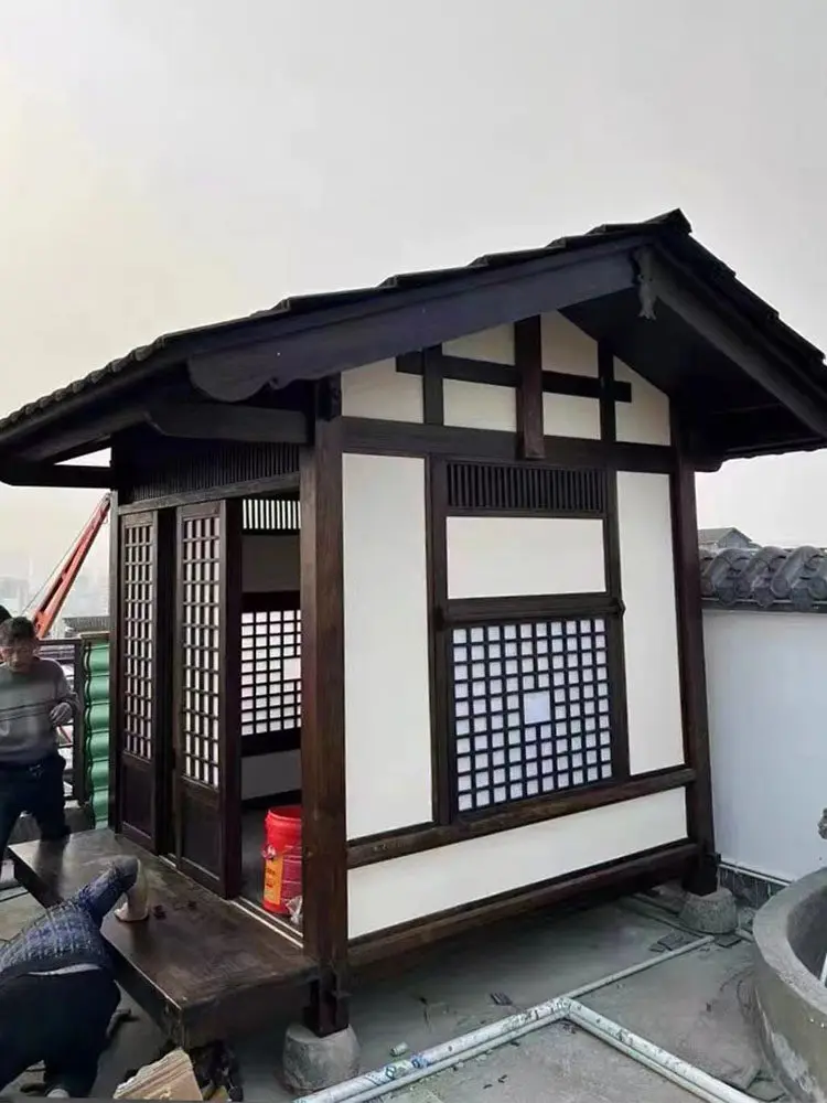 Outdoor Chalet Villa Homestay Outdoor Courtyard Tea Room Anticorrosive Chalet Rural Courtyard Thatched House