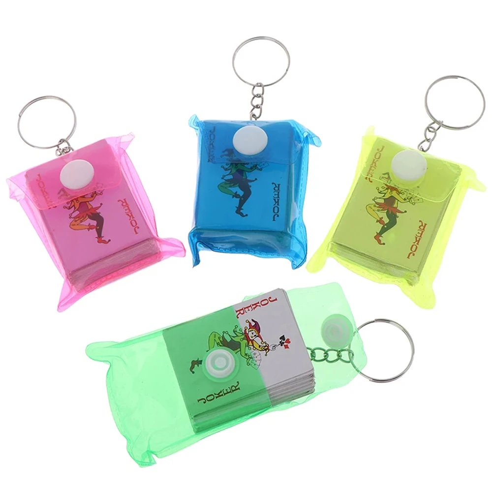 Car Key Chain Portable 3x4cm Keyholder Board Game Small Mini Poker Playing Cards Key Rings Poker Keychain