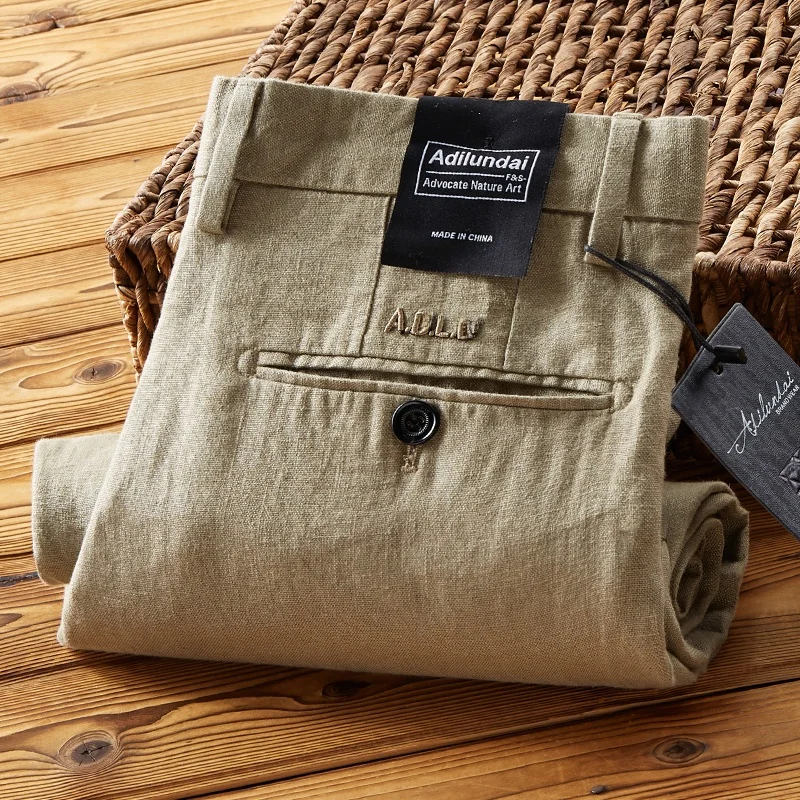 

Summer New Men's Casual Pants Loose Fit Linen Material Cool And Breathable Straight Leg Lightweight Faion Urban Sle