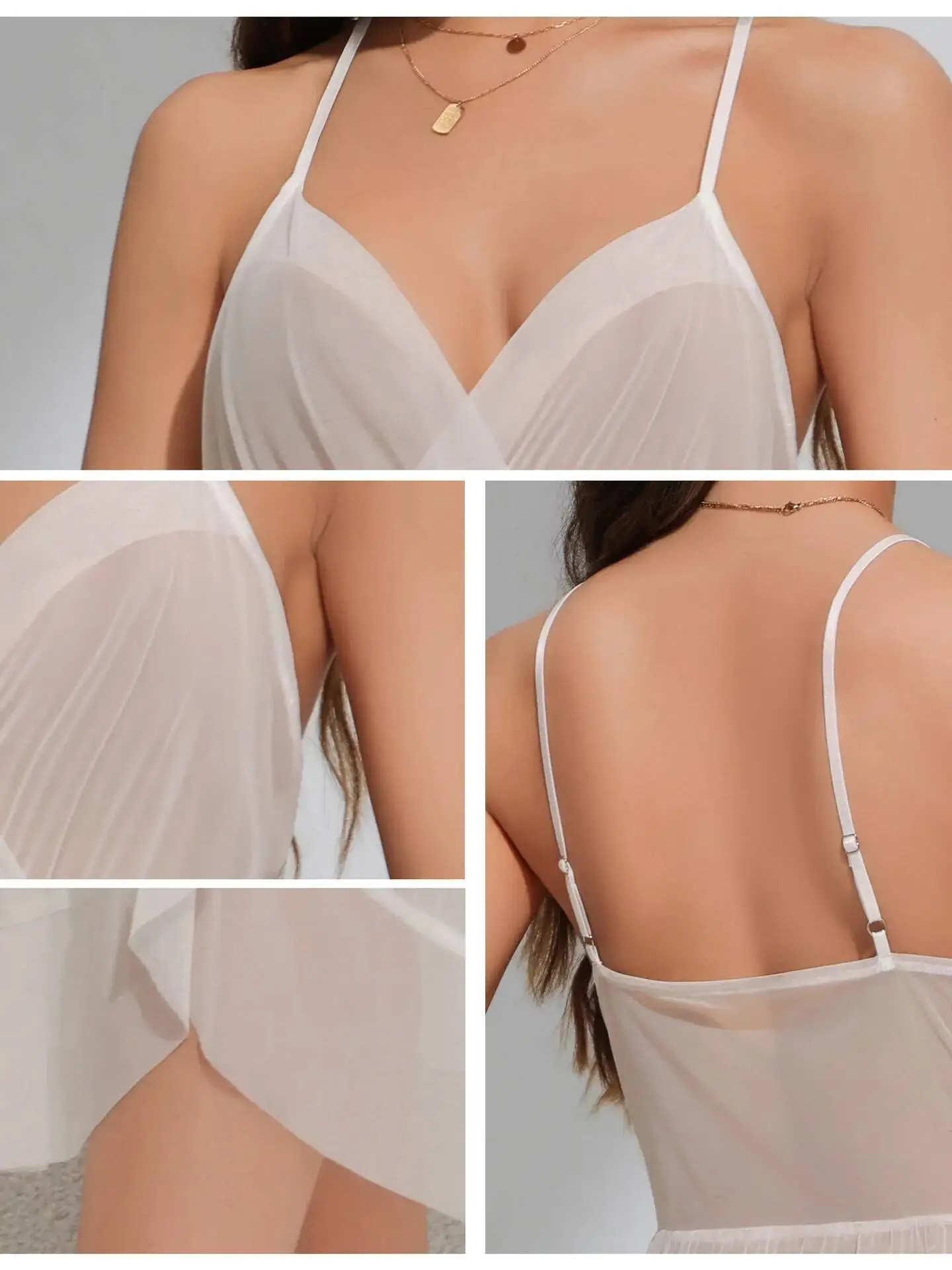 Malha sexy camisola para mulheres verão rendas com decote em v alça longa camisola homewear vestido transparente para mulher casaul elegante gj1r