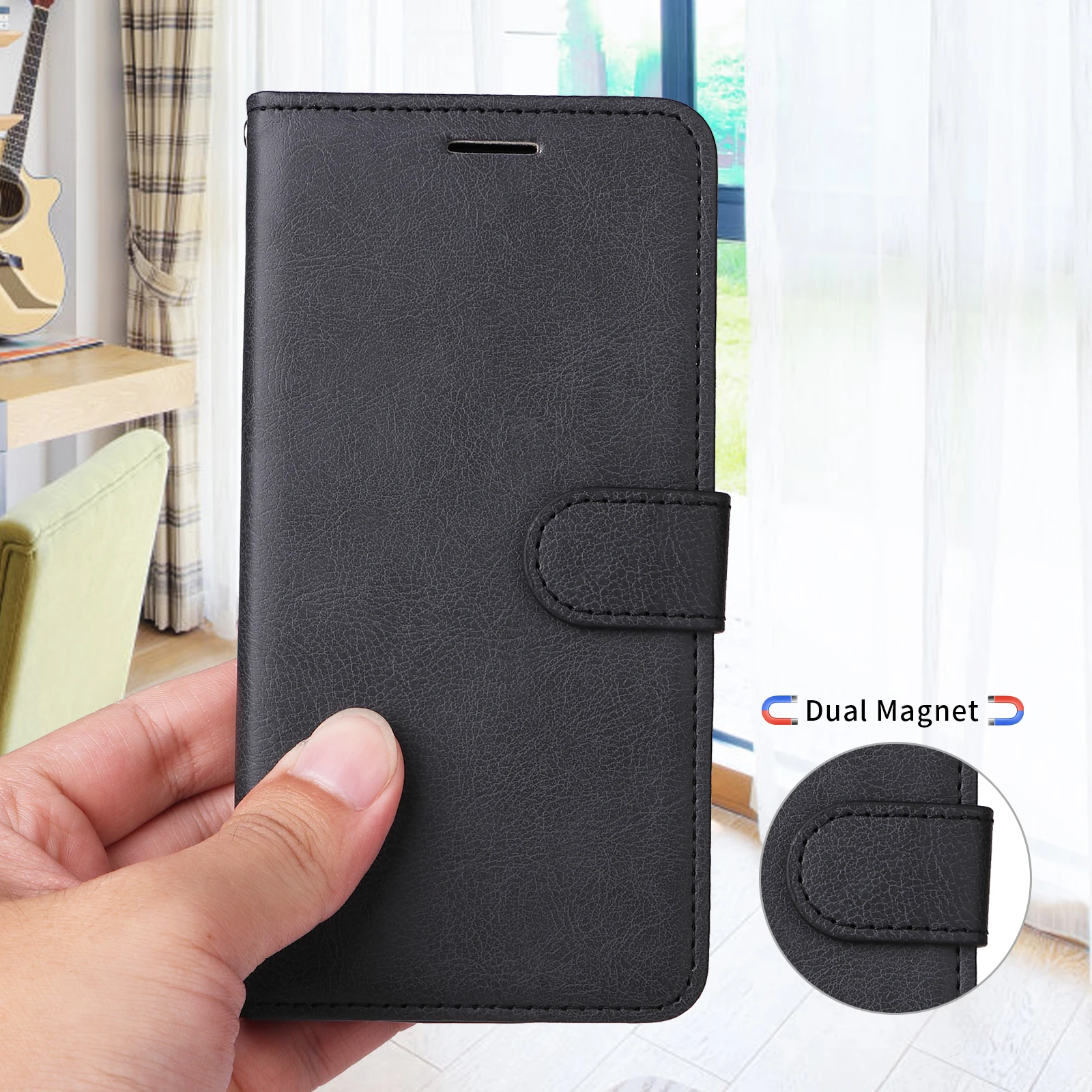 Soft Feel Flip Leather Wallet Case Card Slots W/Lanyard For iPhone 6 6s 7 8 Plus X XR XS SE 2020 2022 11 12 Mini 13 Pro Max