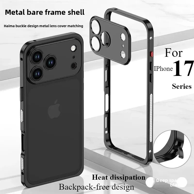 Original Farbe Aluminium Legierung Rahmen Fall Für IPhone 17Pro Max Air 16 15 14 13Plus 12 Nackte knochen Fühlen Wärmeableitung Hard Cover