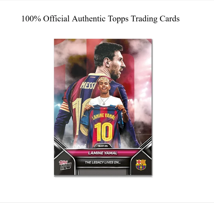 Genuine TOPPS Football Star Cards FC Barcelona Lamine Yamal & Messi No.10 Heritage Base Single Cards Kids Toys & Gifts
