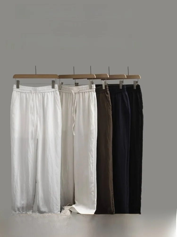 

Lightweight Linen Blend Men's Comfortable Breathable Casual Pants Loose Fit Straight Leg Spring Summer Leisure Style