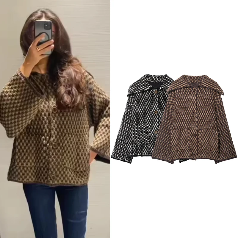 

Women's Knitted Cardigan Sweater Autumn Winter Fashion Turn-down Collar Long Sleeve Loose Sweaters Female Outerwear Chic Tops