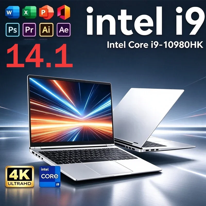 Intel Core i9 10980HK 14.1 Inch Pro Laptop 8C 16T 2.4 5.3GHz 16MB 45W 32GB RAM 2TB M.2 SSD Gaming Notebook Fast Office New