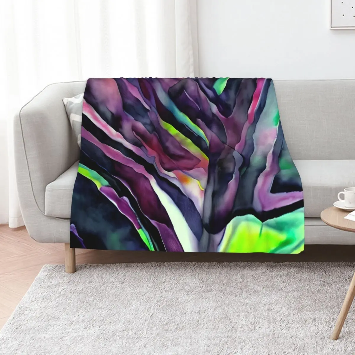 

Violet Fusion Version 2: Multicolored Watercolored Inspired Art Print - New Original and Unique Art Throw Blanket