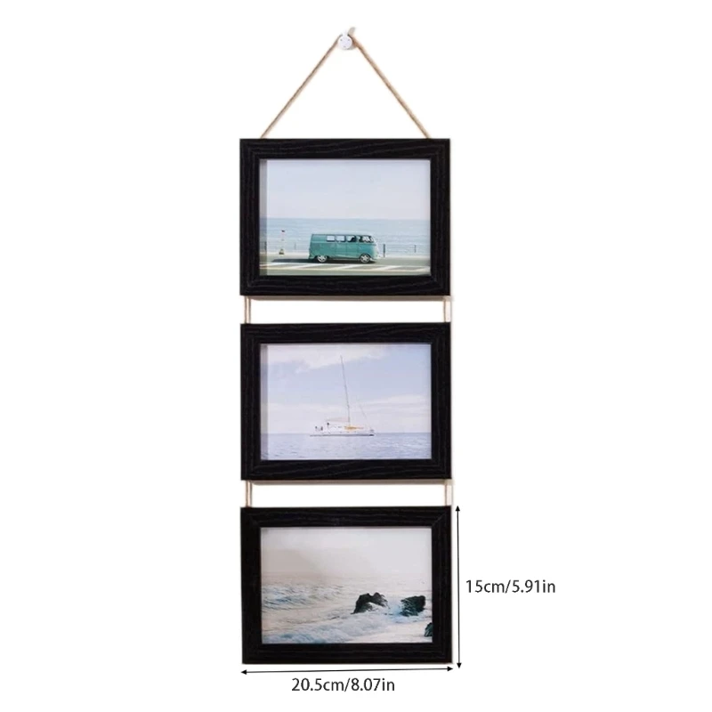 Wall Hanging Picture Frames Collage with 3 Opening Casual Styles Engineered Frames 5X7Inch Photo Wall Mount Only