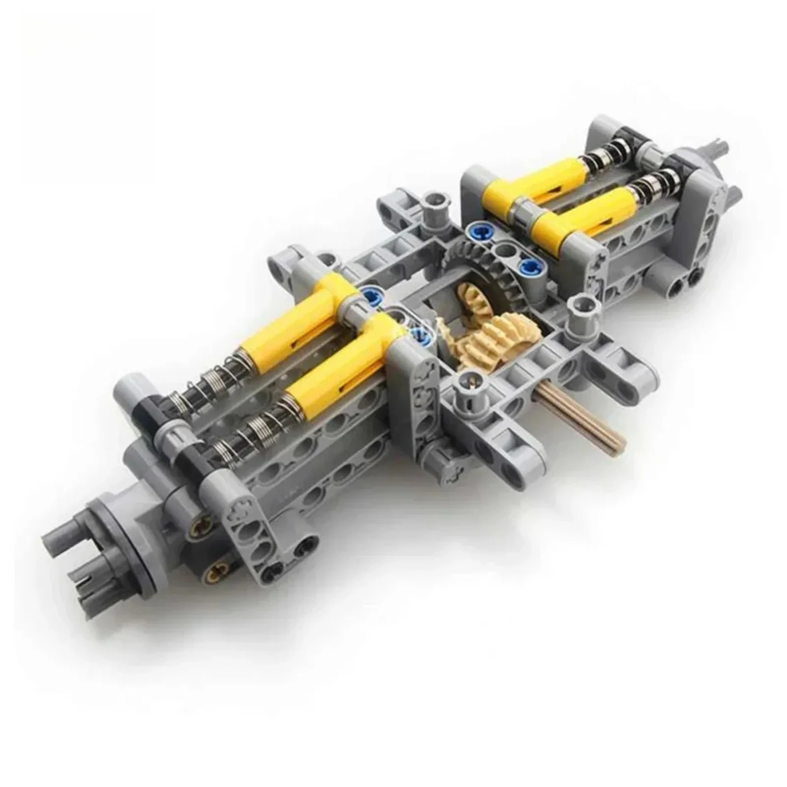 MOC Sistema di trasmissione posteriore Ammortizzante Telaio per auto Blocchi di costruzione con differenziali Mattoni tecnici Giocattoli Parti accessorie Grigio