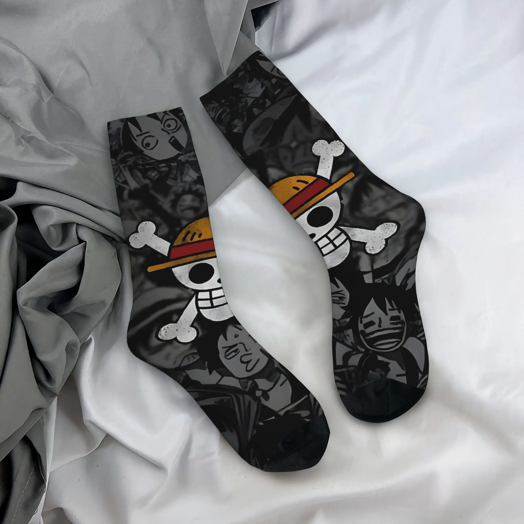 Funny Sock One Piece Anime Manga   One Piece Monkey D Luffy   Rock Quality Pattern Printed Men Socks Novelty Men's Socks