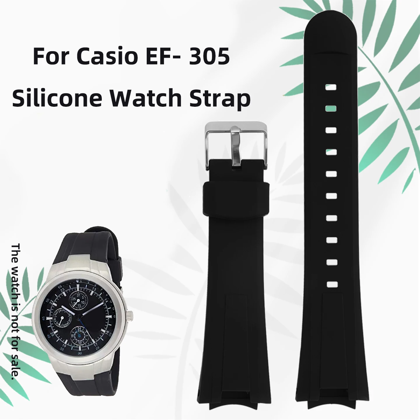 Correa de silicona para reloj Casio EDIFICE serie EAW-EF-305, correa de reloj deportiva negra resistente al agua, correa suave para hombre