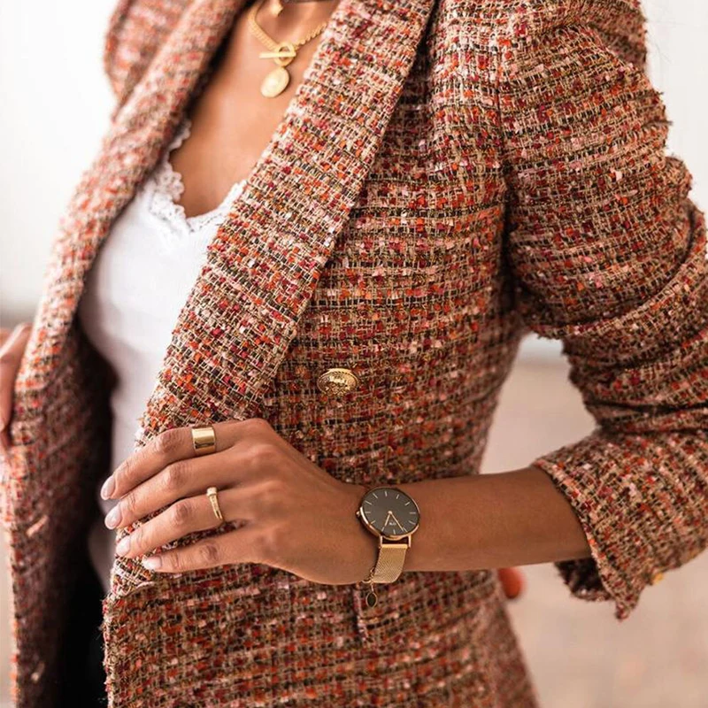 Blazer Croisé Vintage à Manches sulfpour Femme, Veste Chic à la Mode, Nouvelle Collection Automne 2023