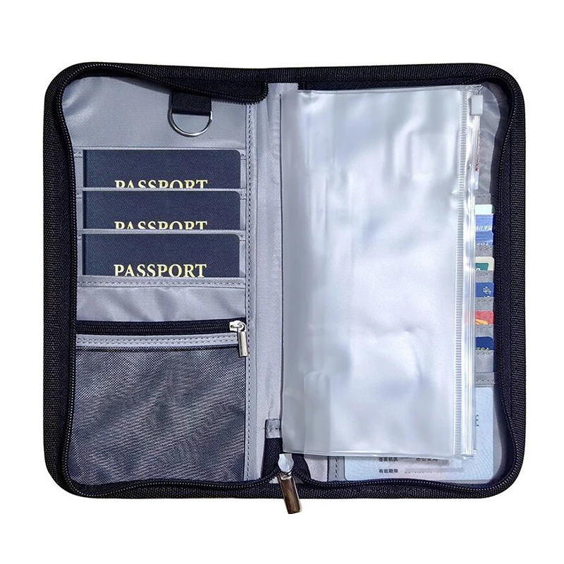 New Traveling Passport Package Large Capacity Document Package Waterproof Passport Clip RfID ID Bag Abroad Hanging Neck Bag