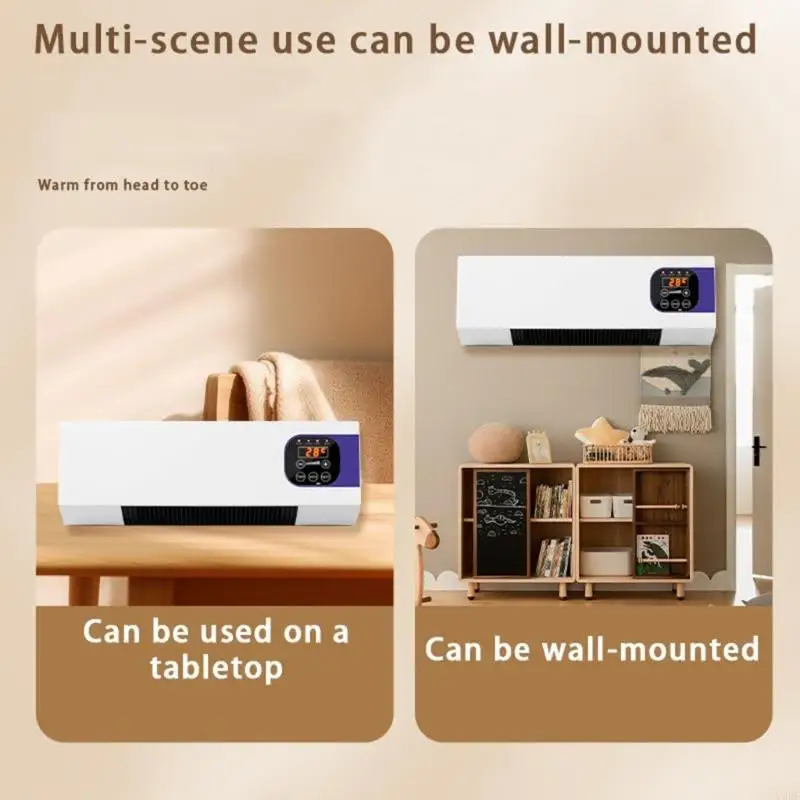   Wall Mounted Heating Machine Safety Electric Wall Mounted Heater Space Saving Nature Warm Wind with Remote Control