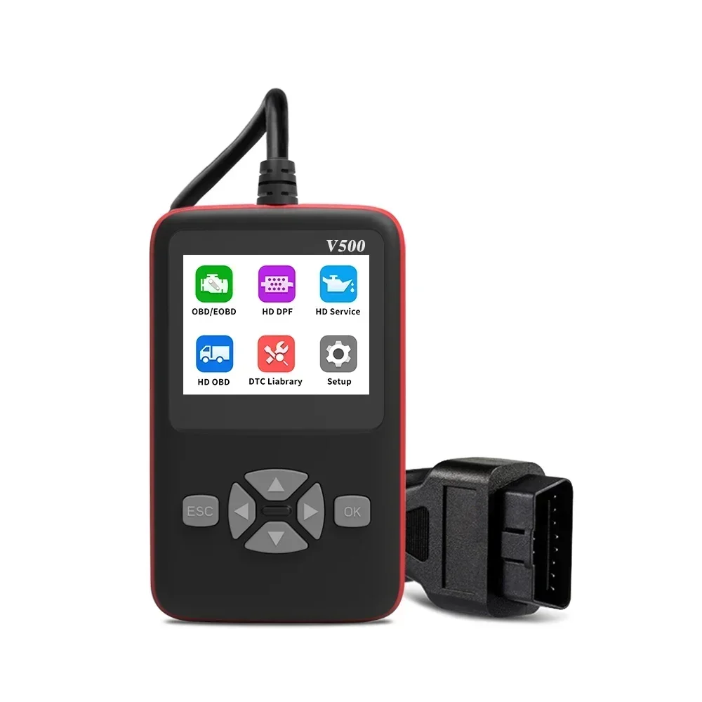 

OEM Factory V500 OBDII ELM327 12V 24V OBD II Heavy Duty Car Diagnostic Tool OBD2 Truck Scanner