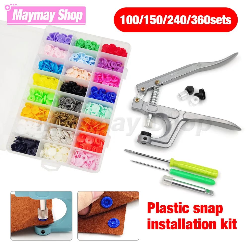 

T5 Resin Button Press Buckle with Installing Machine Plastic Snaps Fastener Pliers Kit for DIY Sewing Project Clothing Handbags