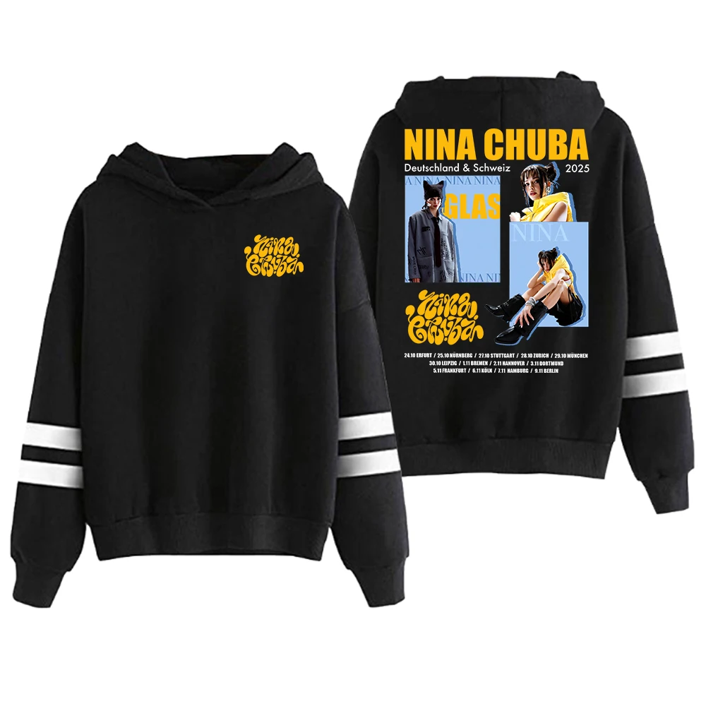 GF نينا تشوبا هوديي جرافيك عتيق 2025 جولة الساحة بدون جيوب قضبان متوازية كم ملابس الشارع الشهير الرجال النساء مقنعين البلوز