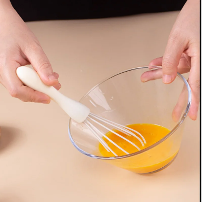 3 pieces baking set Food grade silicone heat resistant cream scraper egg beater Grease brush kitchen cake baking tools images - 6