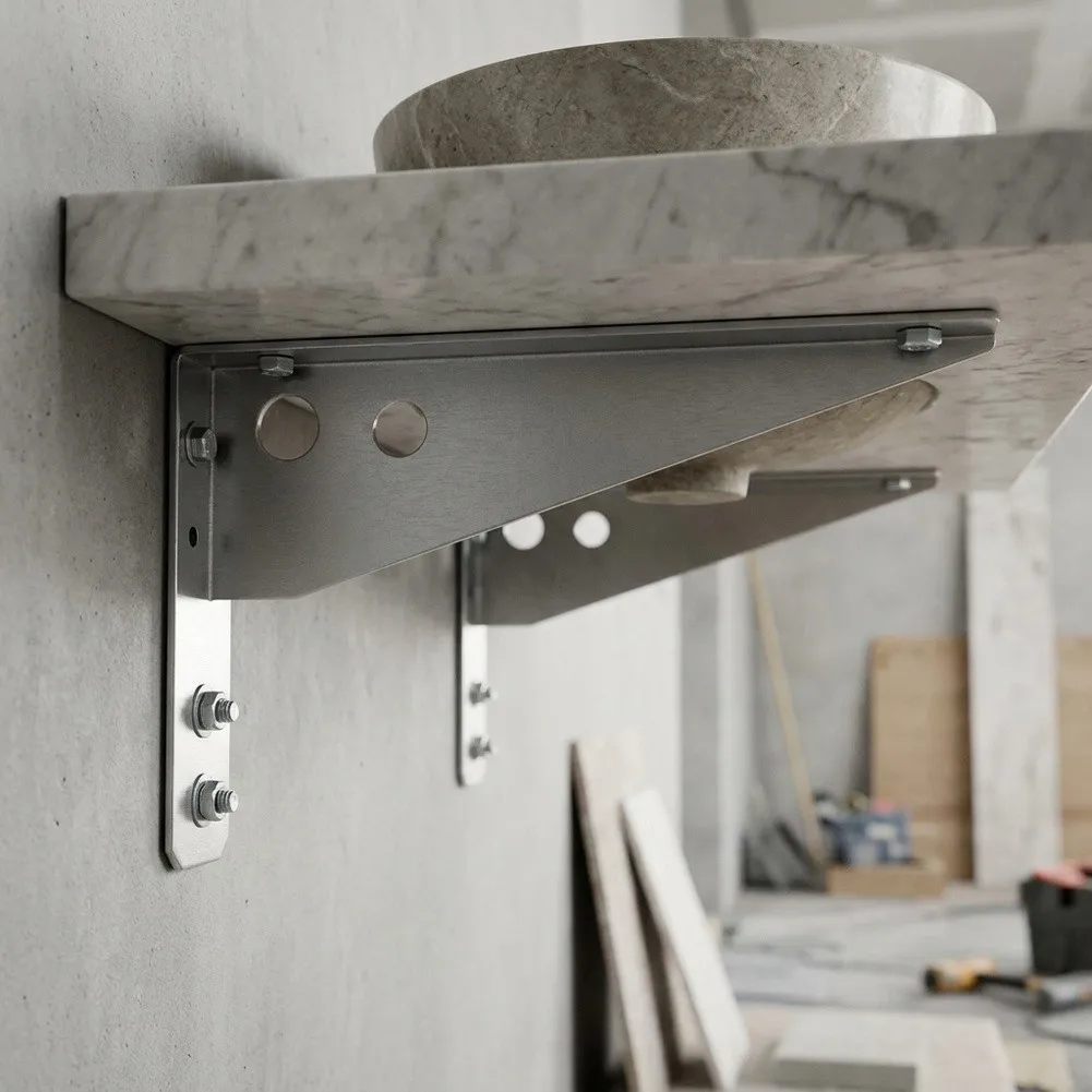 Triangular Steel Support Stand for Marble Sink Mounting Countertop Reinforcement and Office Desk Stability Needs