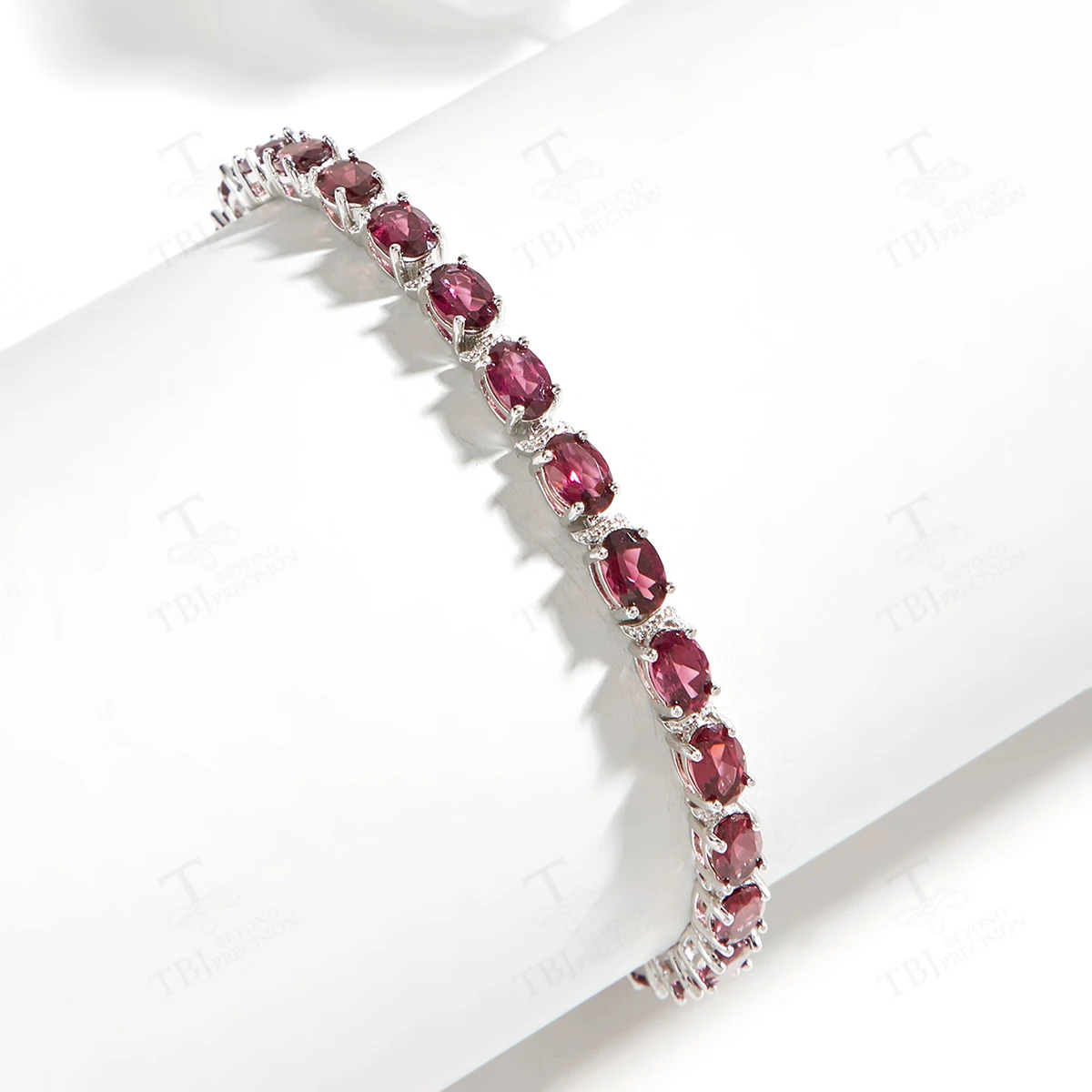 New Arrival Trendy Silver Tennis Bracelet for Women Natural Rhodolite Gemstone Luxury Fancy Jewelry Wedding Party Gift