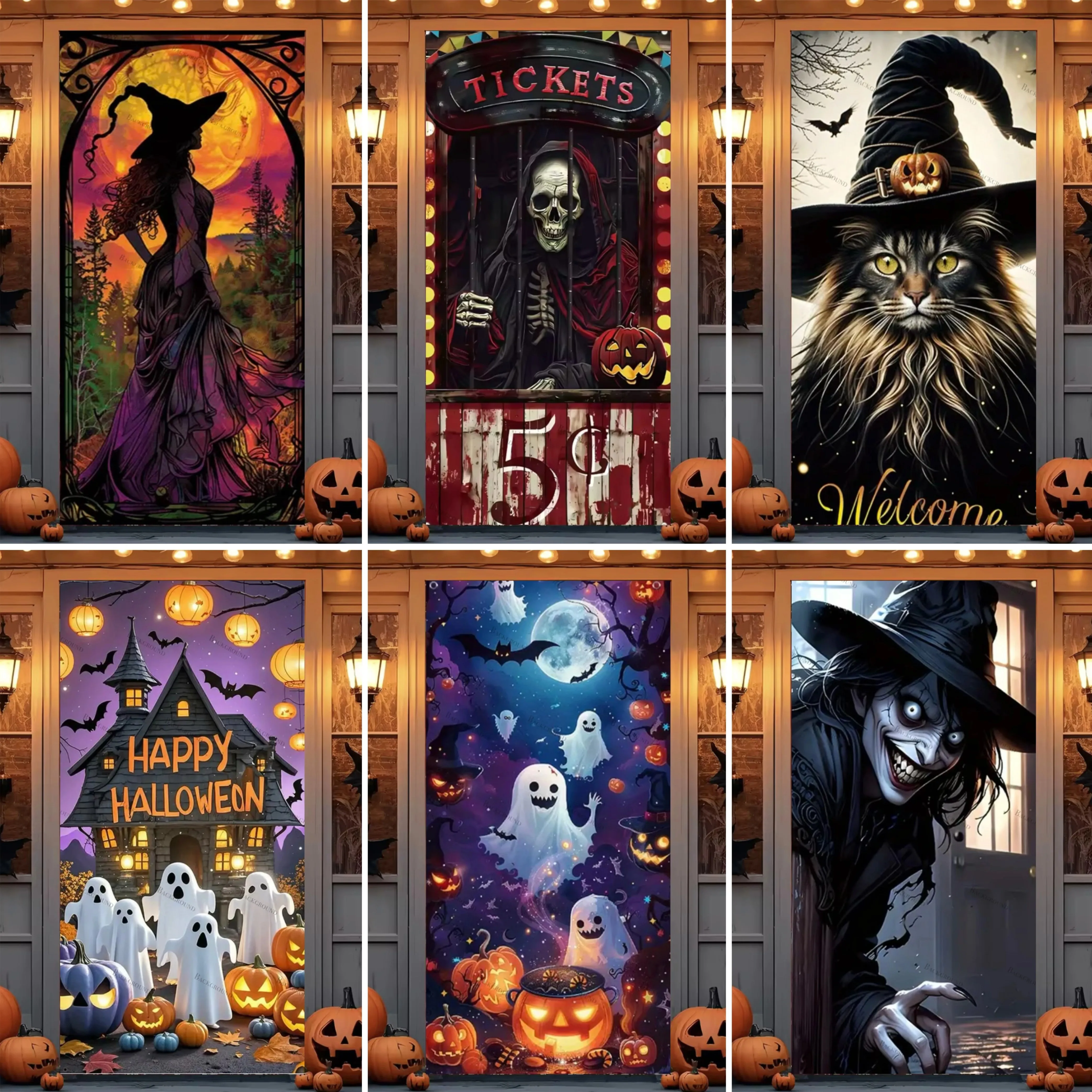 

Halloween Party Themed Decor Backdrop Door Flag Halloween Witch Ghostly Bloody Horror Haunted House Ghost Photo Banner