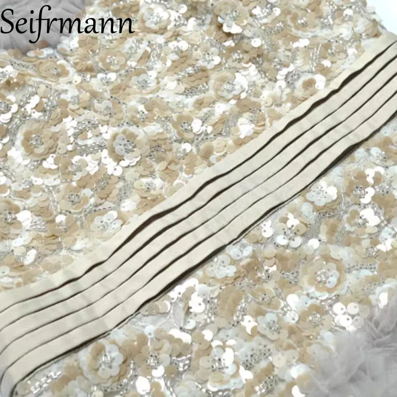 Seifrmann 봄과 여름 새로운 스타일 여성 드레스 스팽글 패션 페르시 짧은 소매 빈티지 우아한 파티 드레스