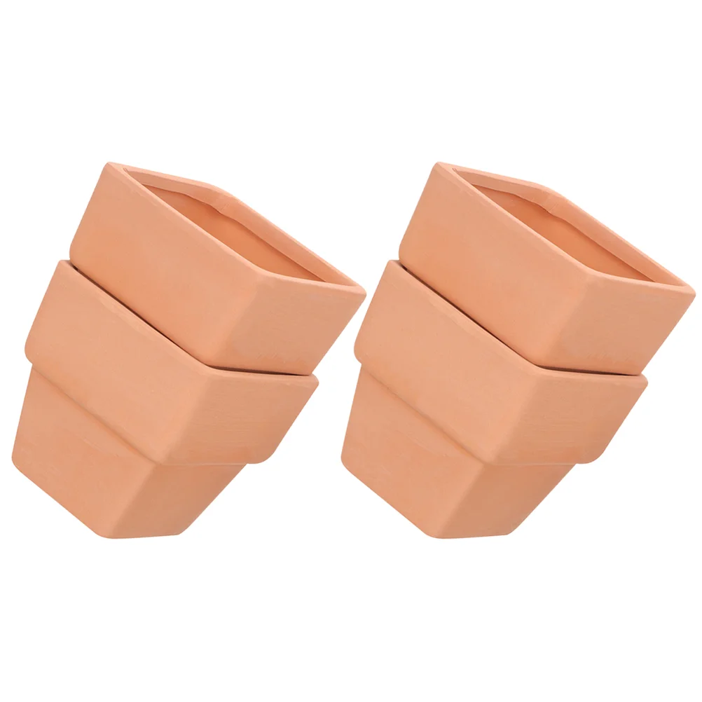 

4 Pcs Terracotta Square Flower Pot Succulent Planters Balcony Flowerpot Pots Small Flowerpots Red Pottery Cactus