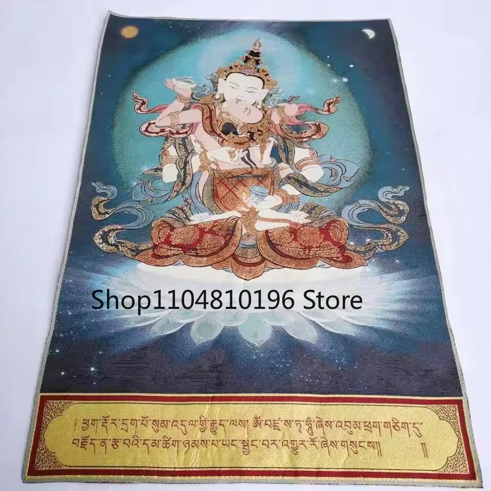 36 Inch Tibetan Cloth Silk Vajrasattva Goddess Kwan-yin Guan Yi Tangka Thangka Buddhist Art Wall Hanging Decor