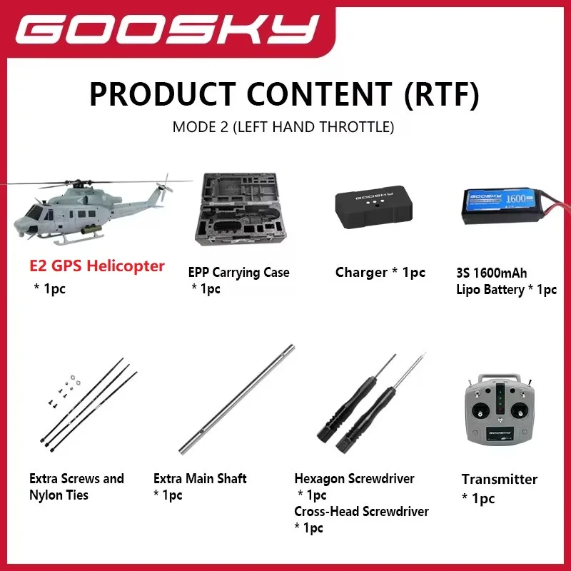 新型 Goosky E2 GPS 1/35 RCヘリコプター デュアルブラシレスモーター