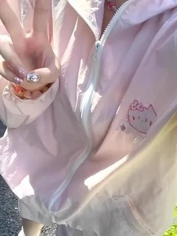 

Милая девушка, уличная защита от ультрафиолета, легкая, свободная посадка, солнцезащитная одежда с капюшоном, Новое поступление, модная женская верхняя одежда...