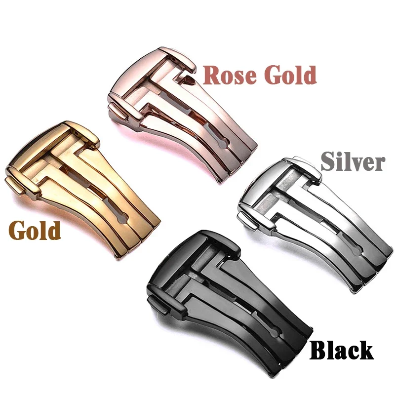 

18mm 20mm Deployment Buckle for Omega Folding buckle Watch Strap Black Rose Gold Stainless Steel Butterfly Clasp