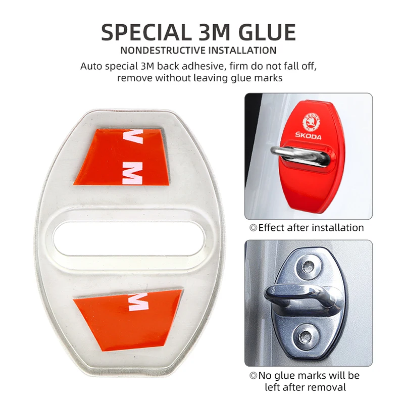 

2025 Hot 4PCS Car Door Lock Decoration Protector Cover Emblem Case For Skoda fabia octavia kodiaq superb karoq fabia Styling Acc