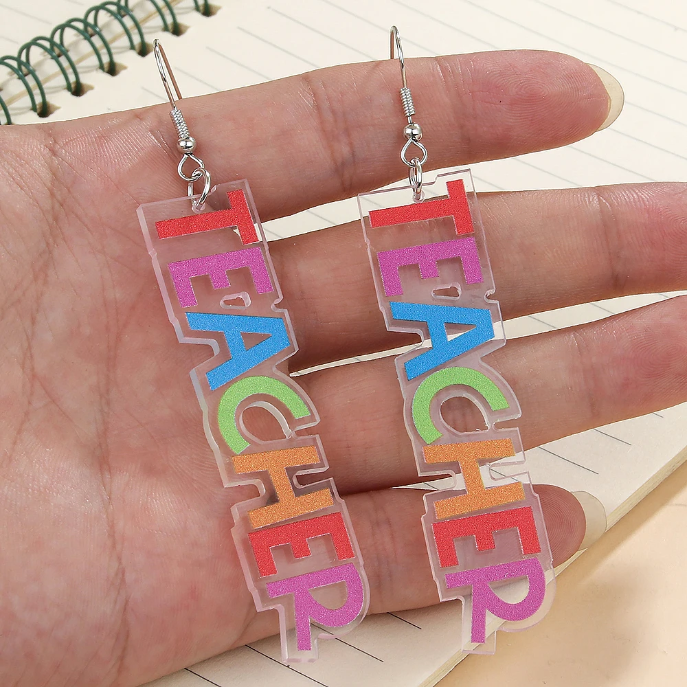 Teacher Student Earrings Letter Teacher Dangle Drop Earrings Teachers Appreciation Day for Women Back to School Jewelry Gift