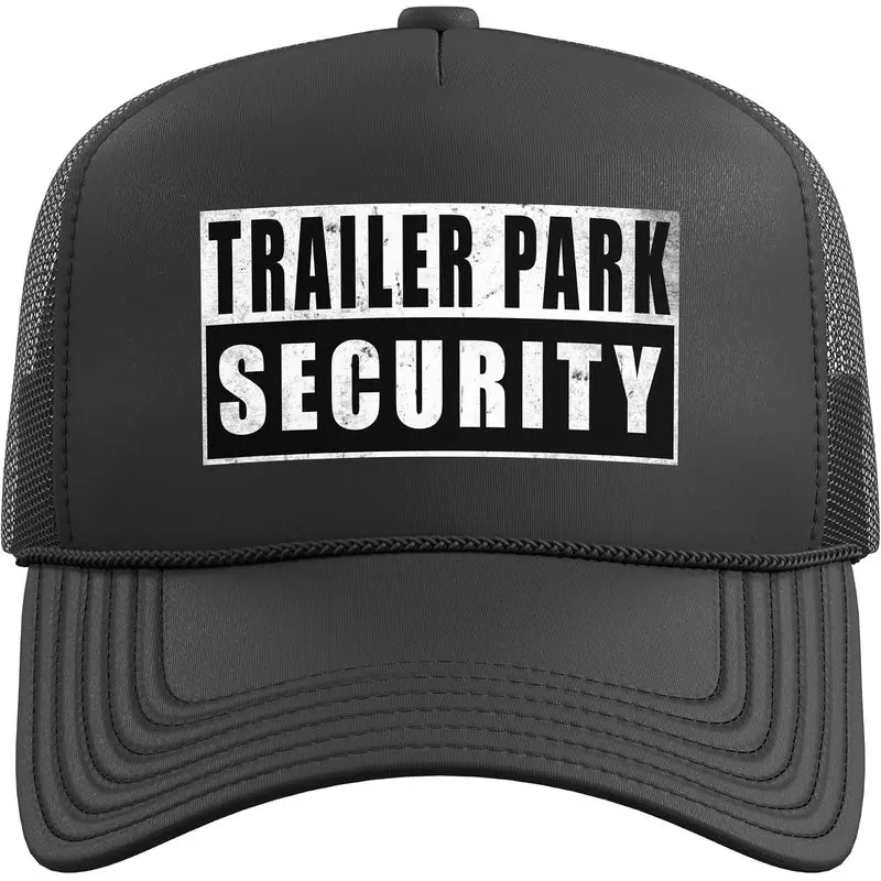 Trailer Park Security Funny Vintage Trucker Hat With Adjustable Mesh Back