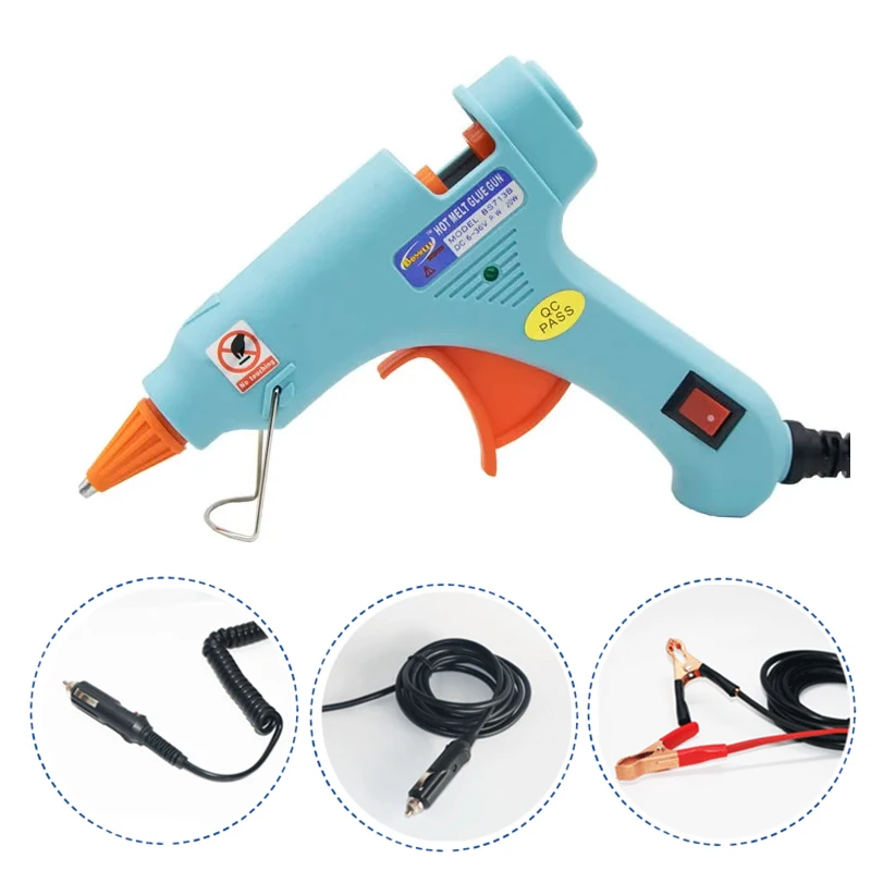 

25W Automotive General Hot Melt Glue Gun 12V 24V Cigarette Lighter/Battery Clip, Dent Repair, Outdoor Work, Use 7mm Glue Bar.