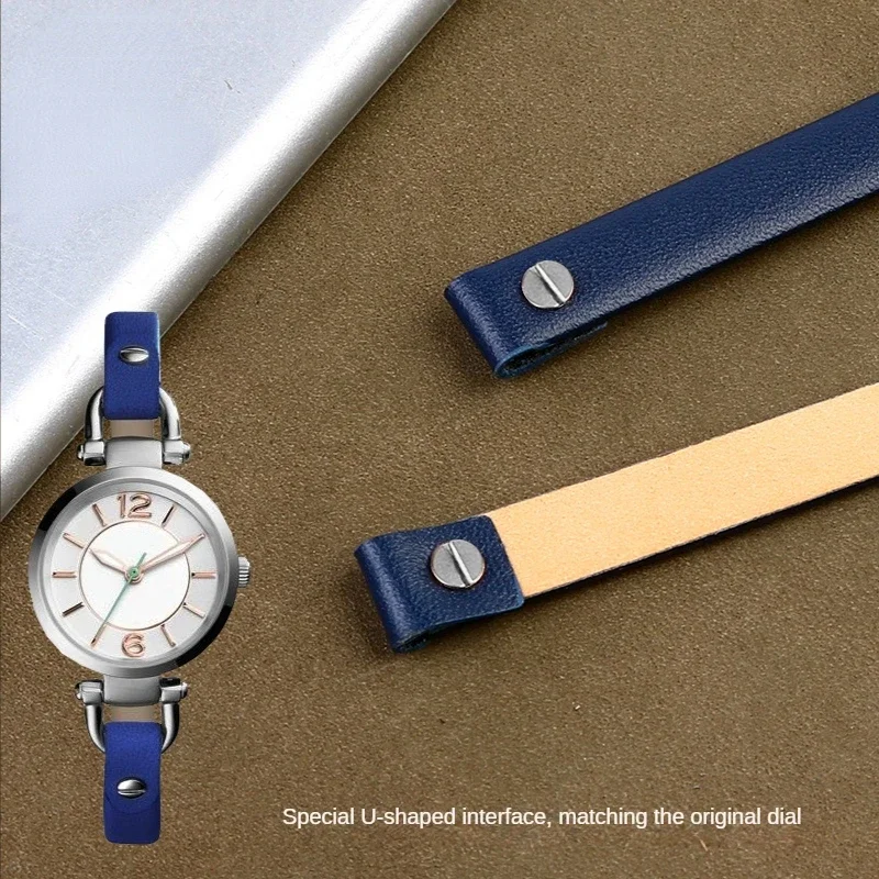 Pulseira De Relógio De Couro Genuíno Para Fóssil Es3565 Es4000 Es4119 Substituição Suave E Confortável Watch Band 8mm Azul Pulseira De Pulso