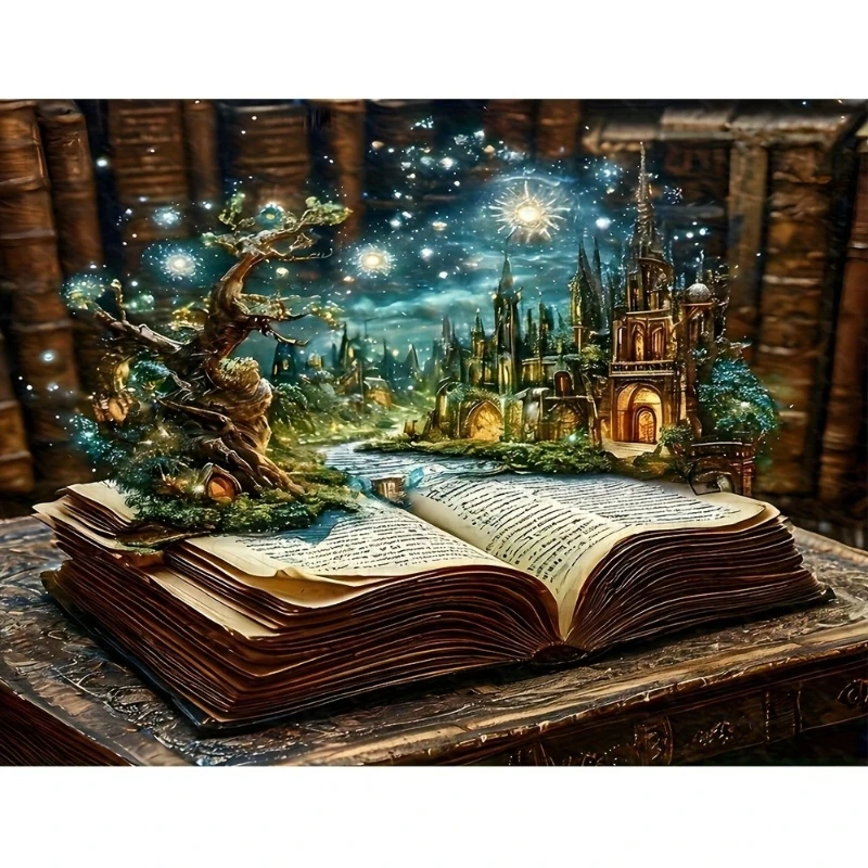 

500 1000 1200 2000pcs Jigsaw Puzzle Open Book With Tree And Castle Fantasy Scene For Adults Family Game Night Birthday Gift