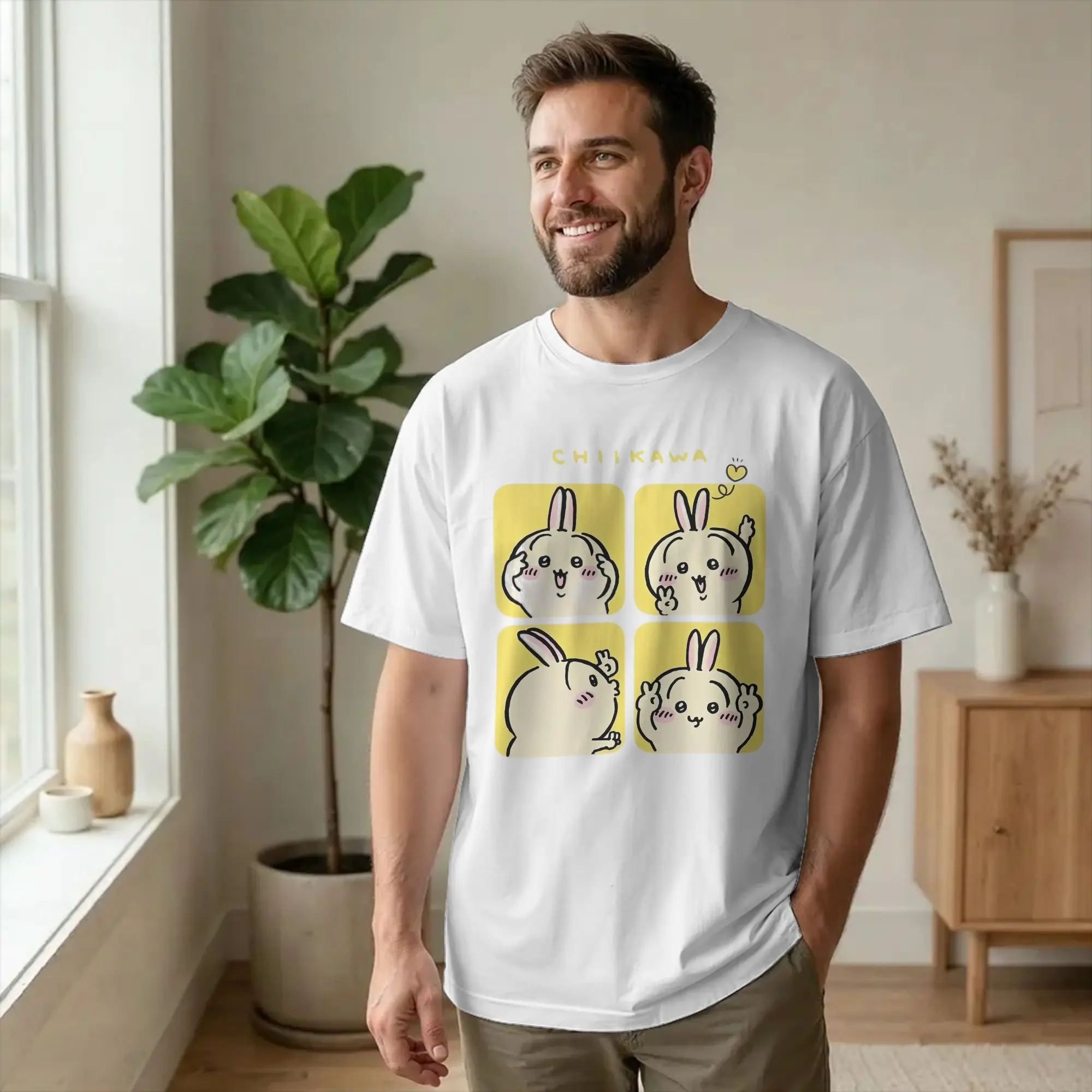 Chiikawas Sweet Little Moments T Shirt Men Women Pure Cotton Cool T-Shirt O Neck Usagi  Tees Short Sleeve Clothes Gift