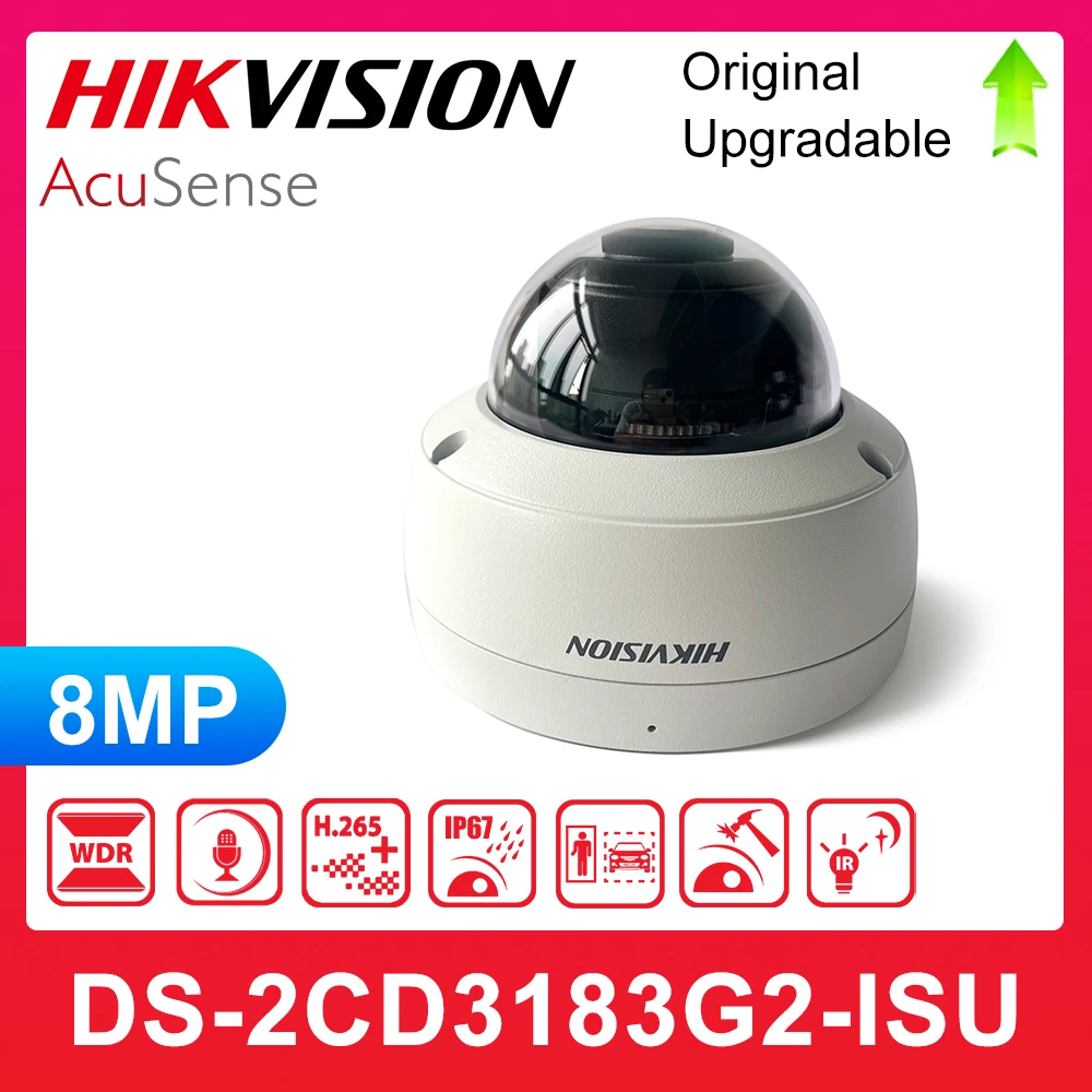 Hikvision DS-2CD3183G2-ISU 4K 8 MP AcuSense Fixed Dome Network Camera IP67 H.265+ Hik-Connect App