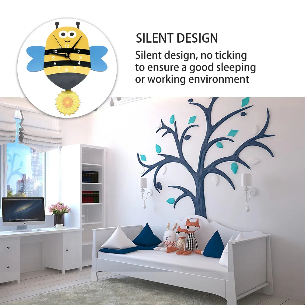 

Cartoon Wall Clock Silent PVC Foam Board Travel Hanging Decoration Children Room Bedroom Living Room Study Office Large Numeral