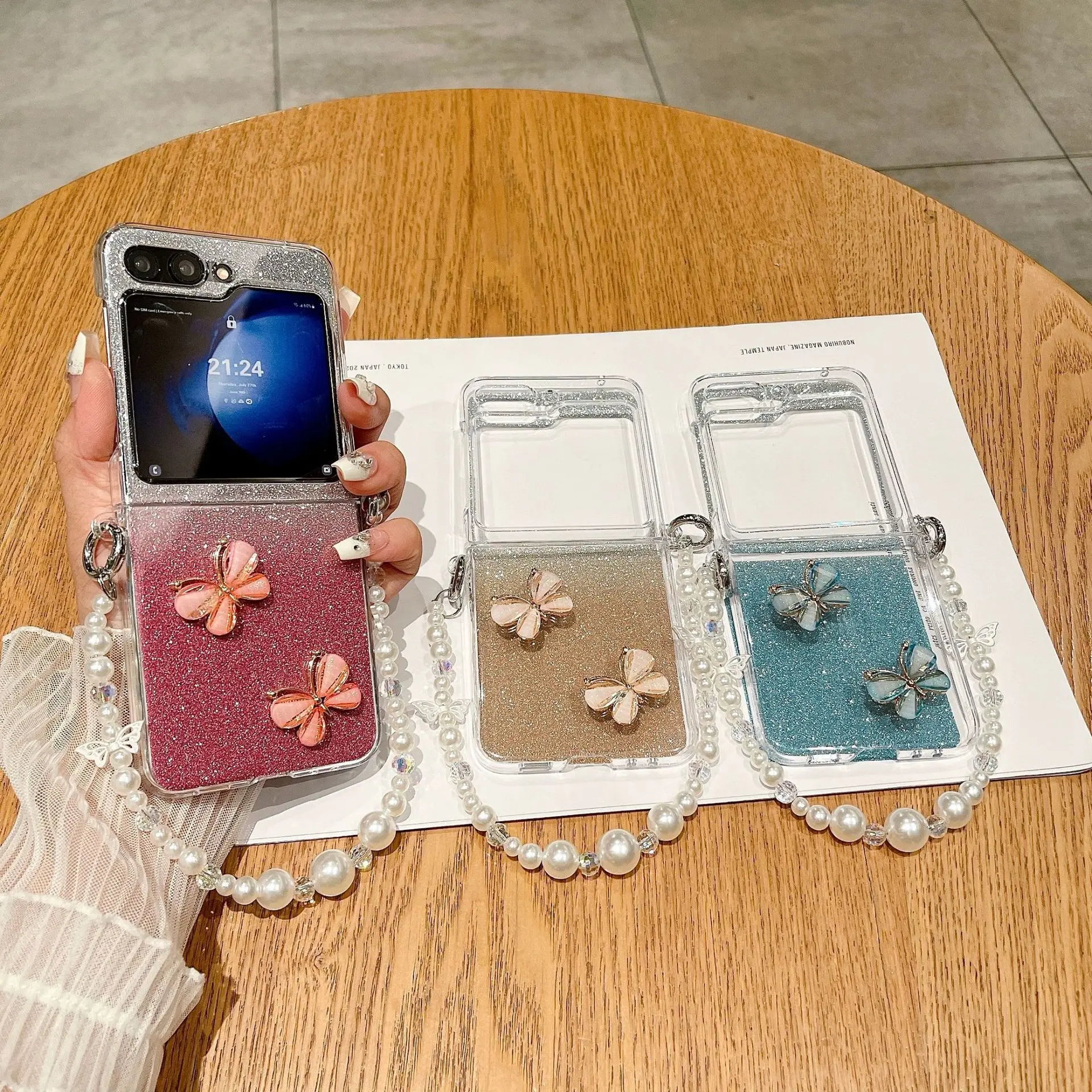 

Butterfly Gradient Phone Case for Samsung Galaxy Z Flip 7 6 5 4 Protective Back Cover for ZFlip5 ZFlip6 ZFlip7 Case Shell