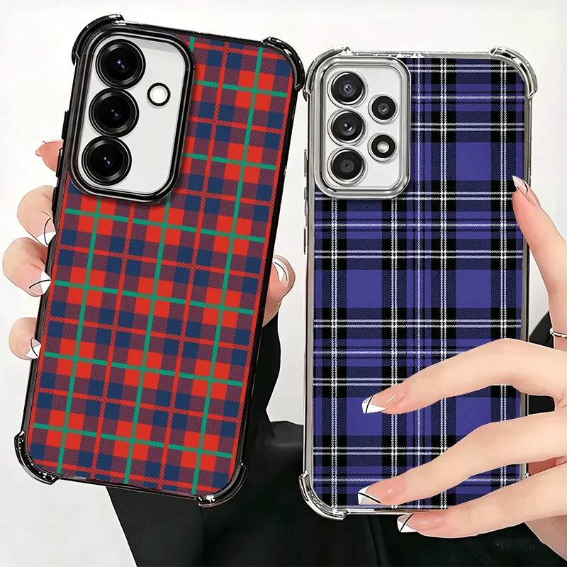 Clan Stewart Tartan Plaid Pattern Plating Phone Case For Samsung A17 A57 A27 A37 A16 A56 A26 A36 A15 A55 A25 A35 A14 A54 A24 A34