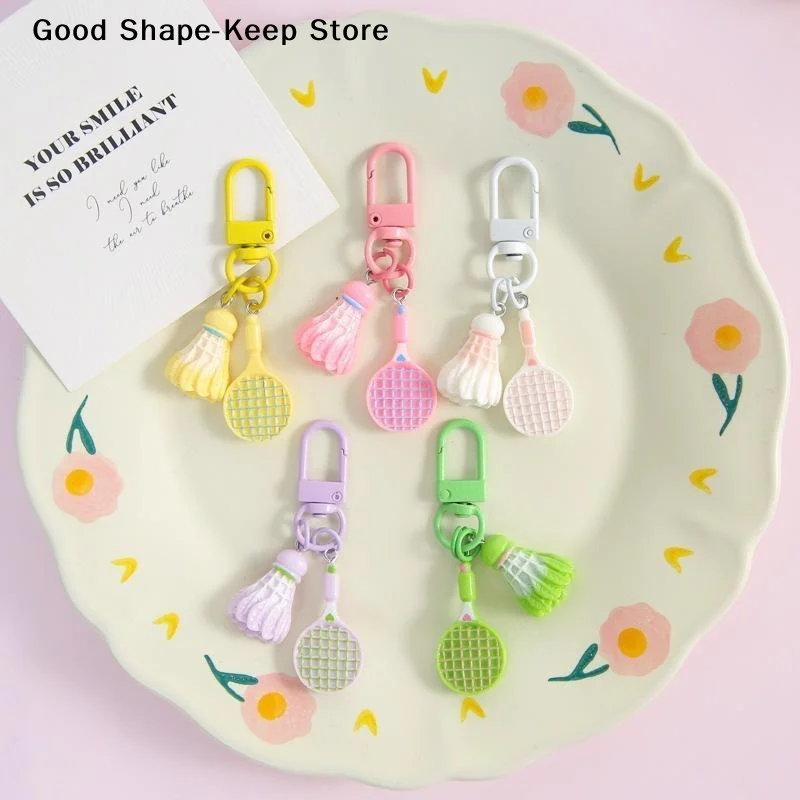 daily1Pcs Personality Sporty Style Key Ring Simulation Badminton Racket Keychain For Women Men Bag Pendant Souvenir Jewelry Gift