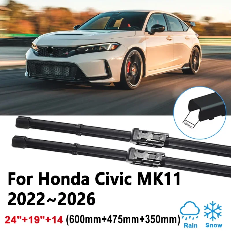 

Car Front Wiper For Honda Civic MK11 2022 2023 2024 2025 2026 Mitsuoka M55 Blades Rubber Window Wipers Brush Tools Accessories
