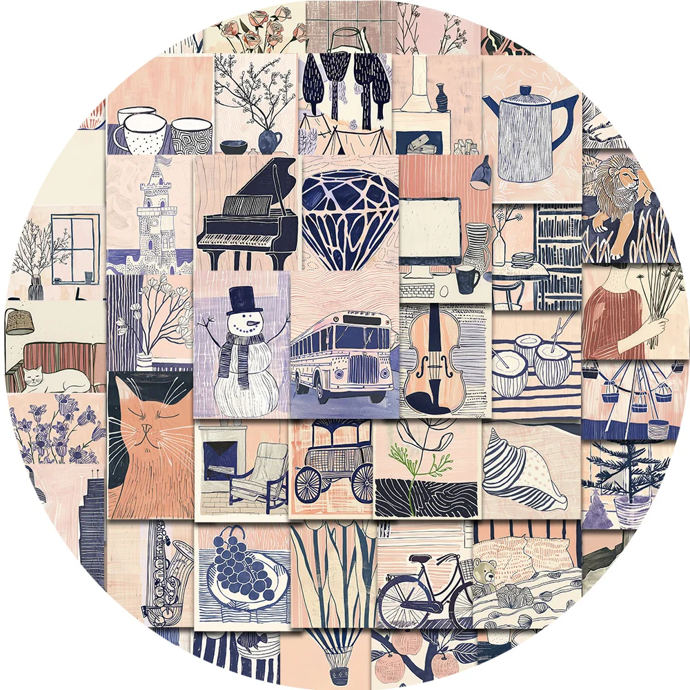 

55/110PCS Abstract Art Stickers Notebook Aesthetic Scrapbook Waterproof Cases Retro Phone Photo Fashion Illustrations Sticker