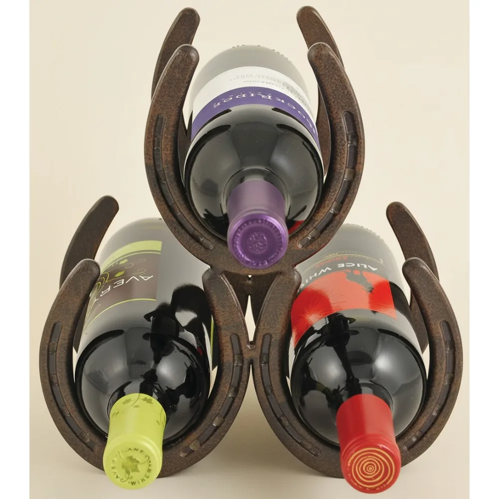 

Чугунная винная полка в деревенском стиле с подковой, вмещает 3 бутылки, винтажный декор фермерского дома для кухни и бара